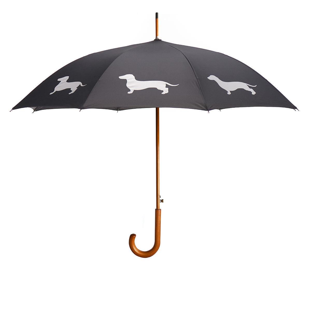 Dachshund Auto Open Umbrella | White on Black