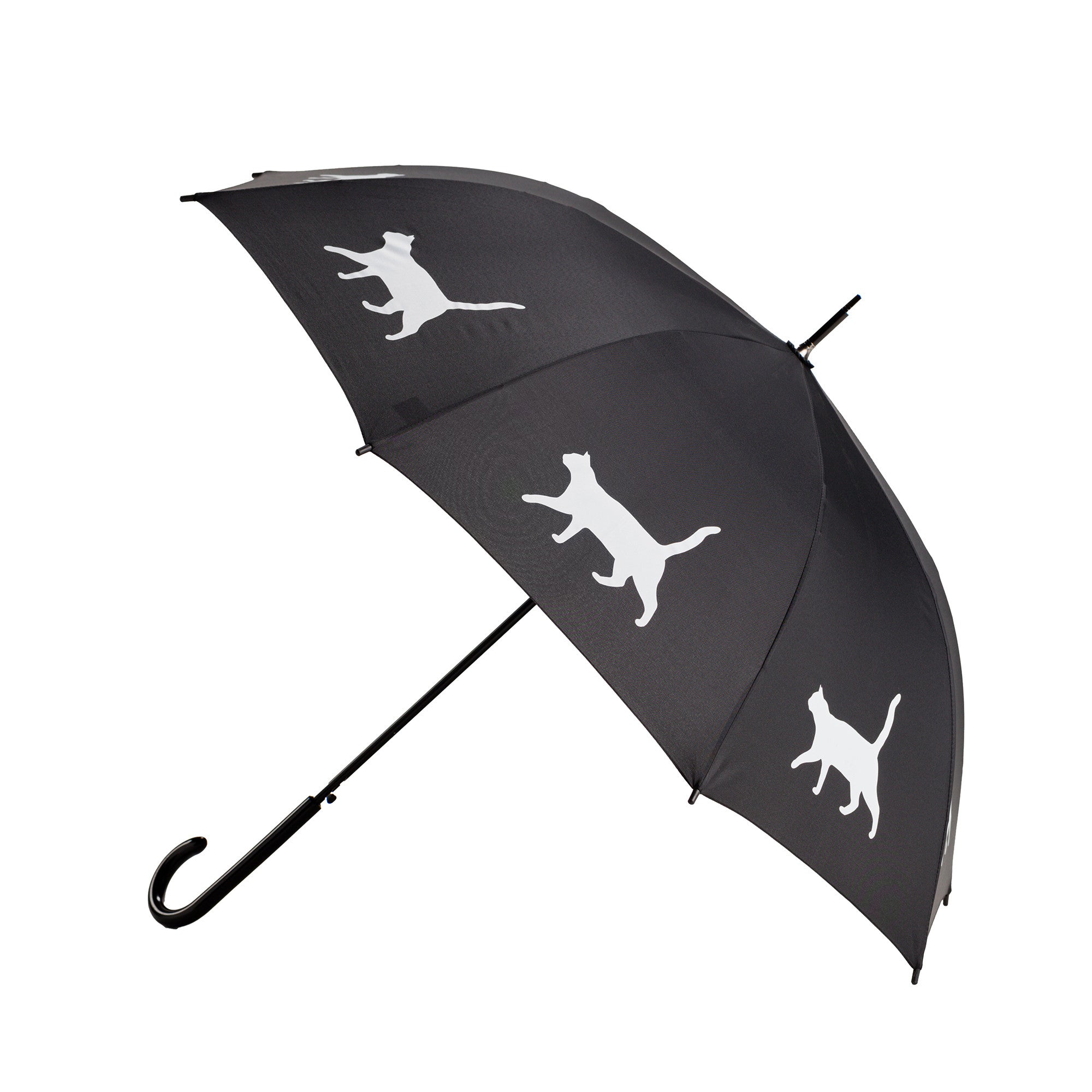 Cat Auto Open Umbrella | White on Black