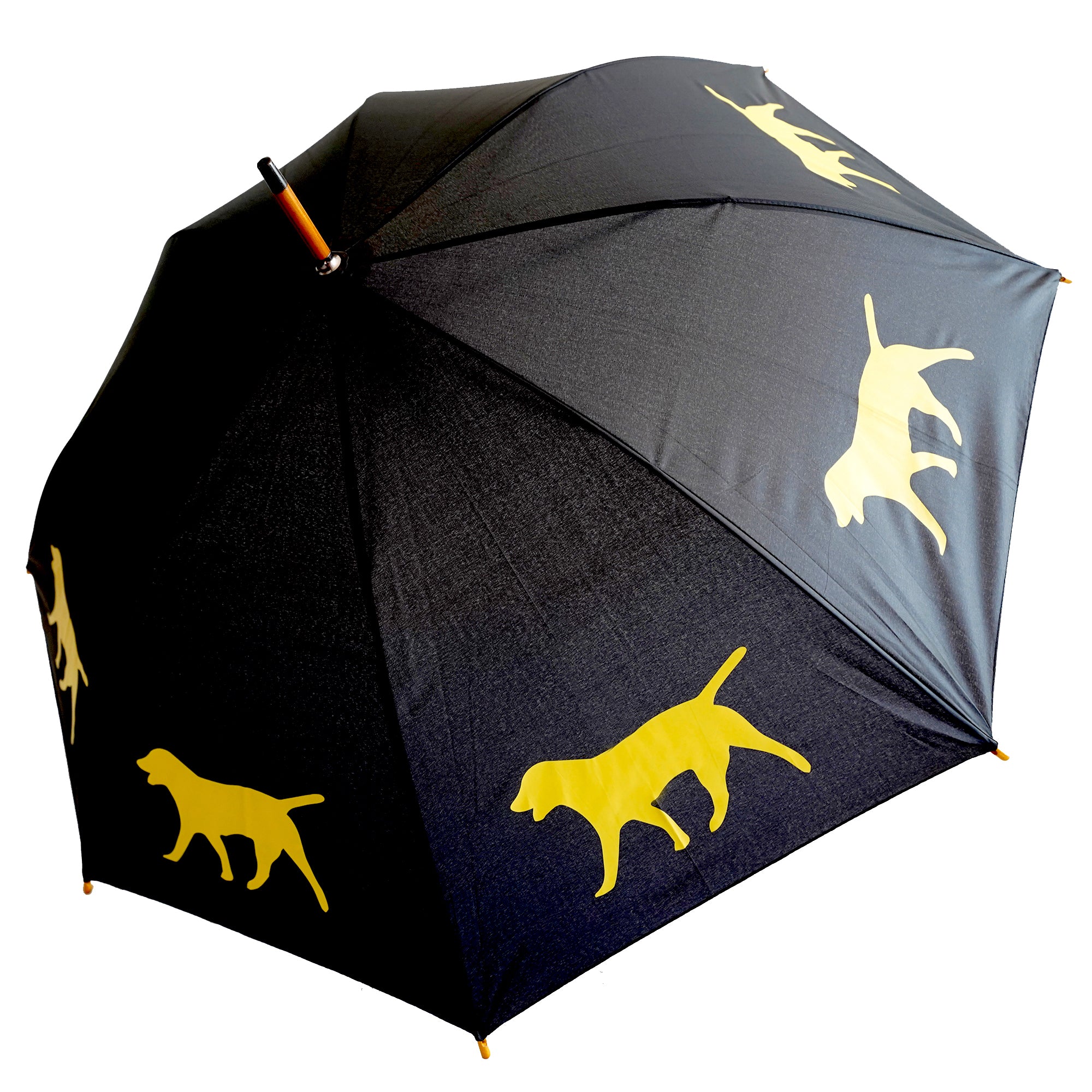 Labrador Retriever Wooden Stick Umbrella | Yellow on Black