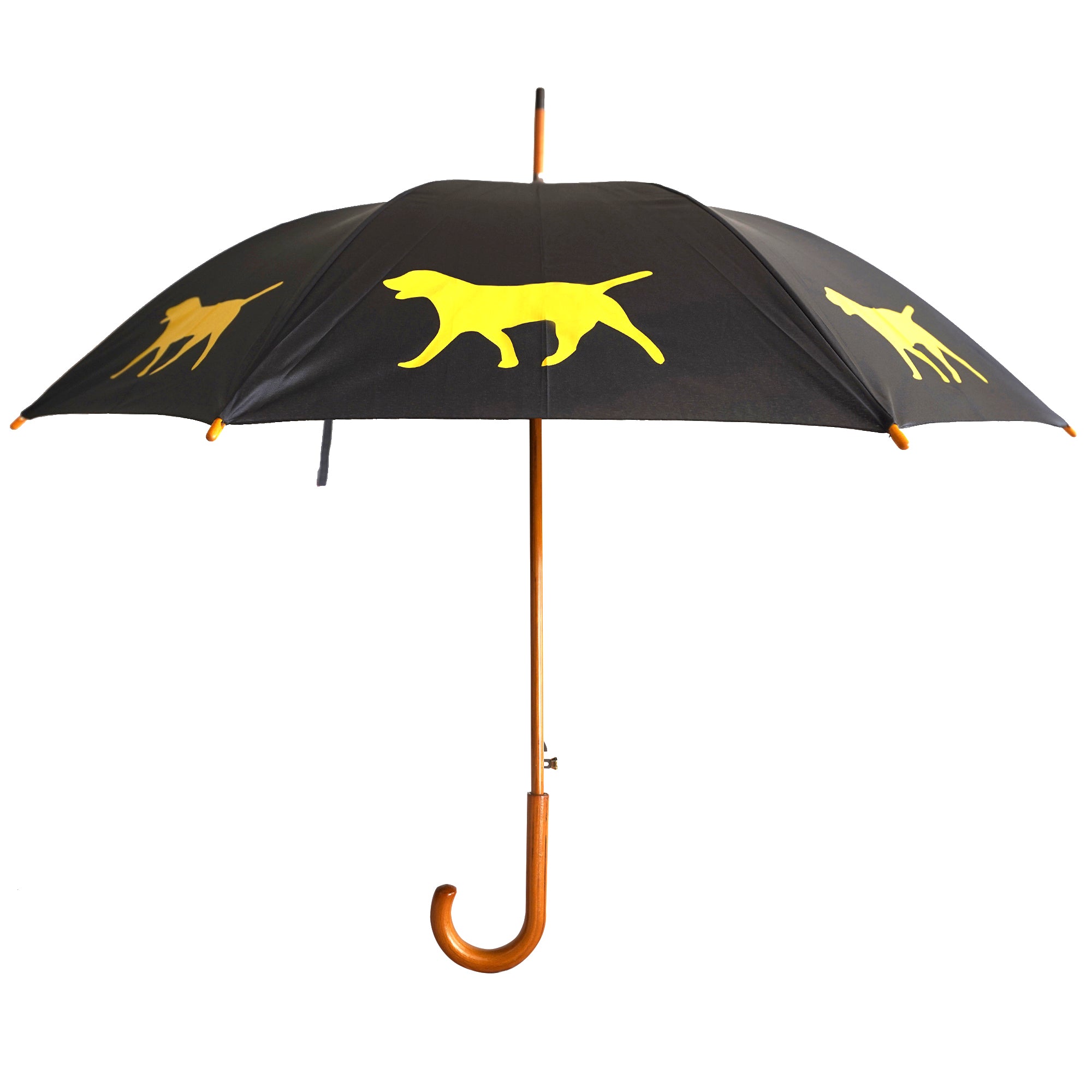 Labrador Retriever Wooden Stick Umbrella | Yellow on Black