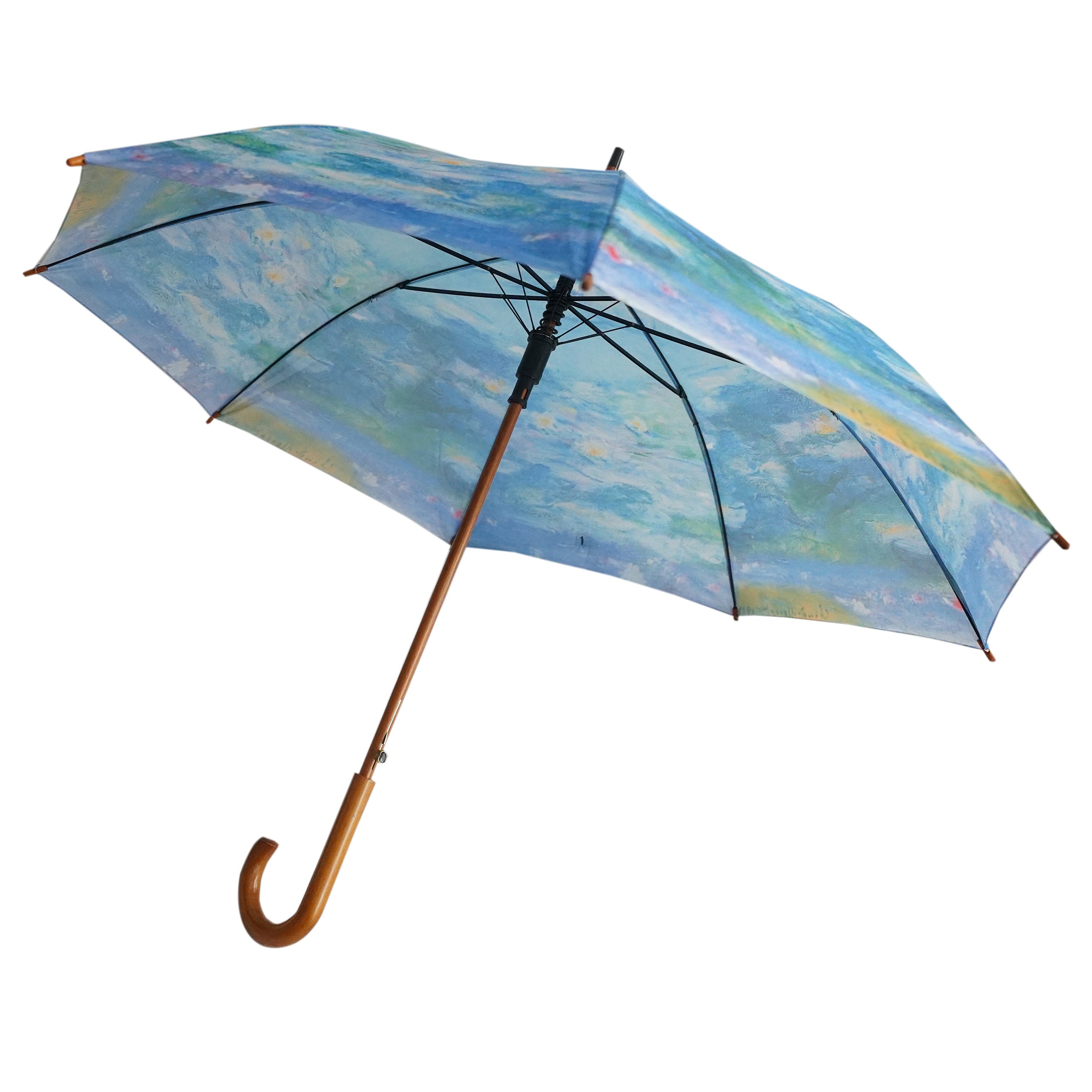 Claude Monet's Waterlilies Wooden Stick Umbrella