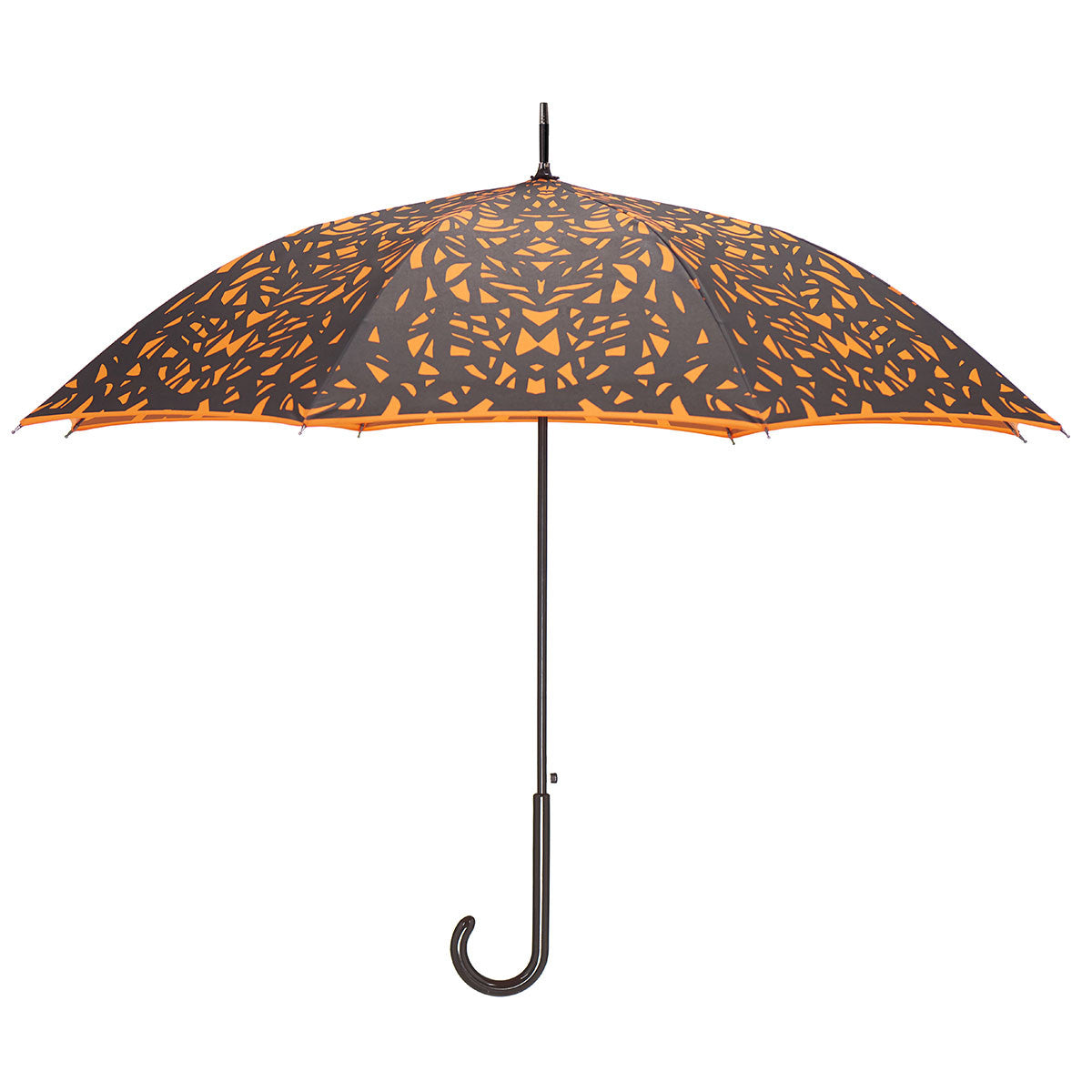 Butterfly Wing Auto Open Umbrella | Black on Flame Red/Orange