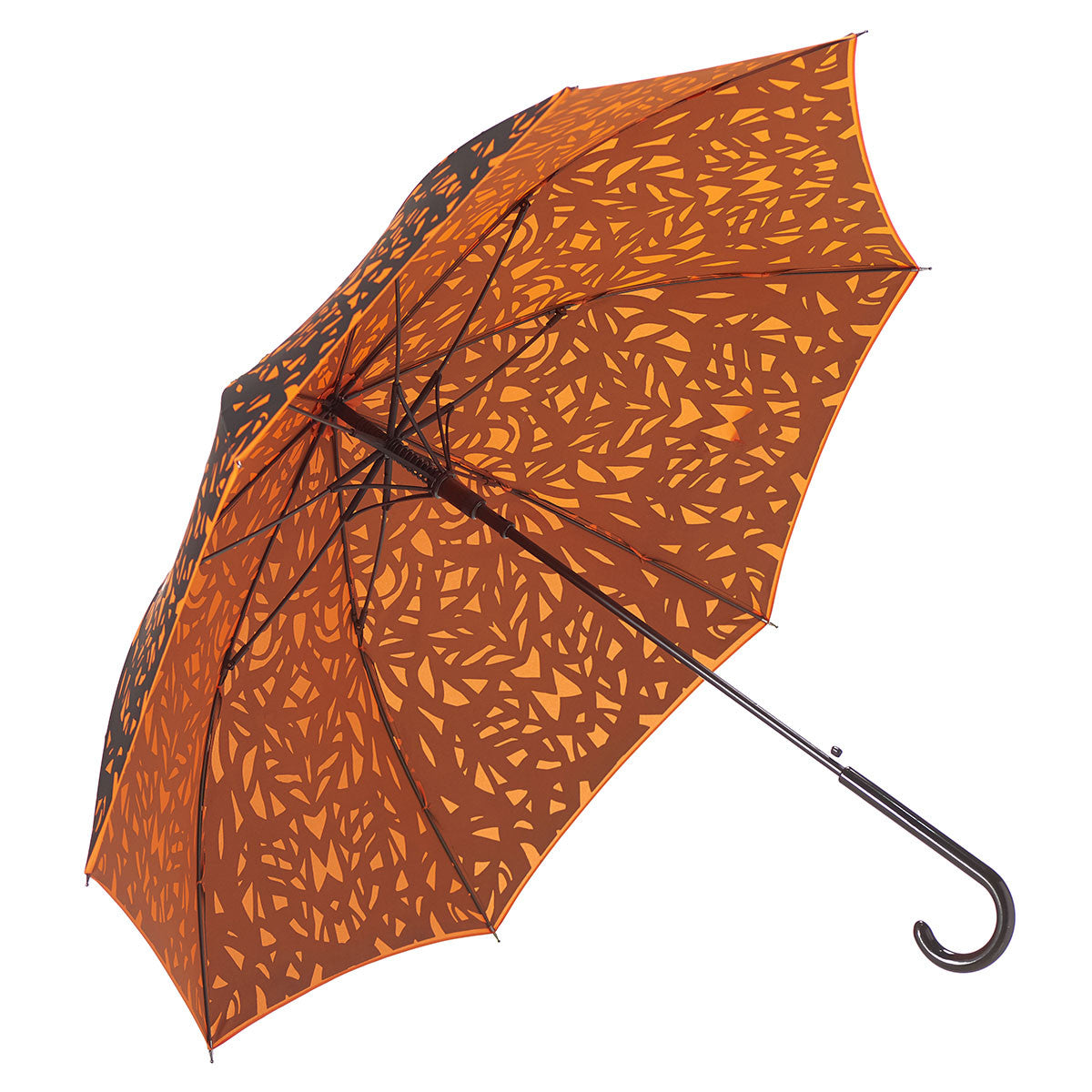 Butterfly Wing Auto Open Umbrella | Black on Flame Red/Orange