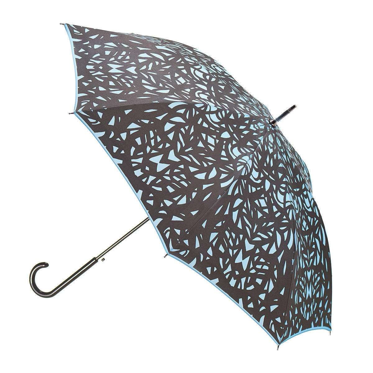 Butterfly Wing Auto Open Umbrella | Black on Island Paradise Blue