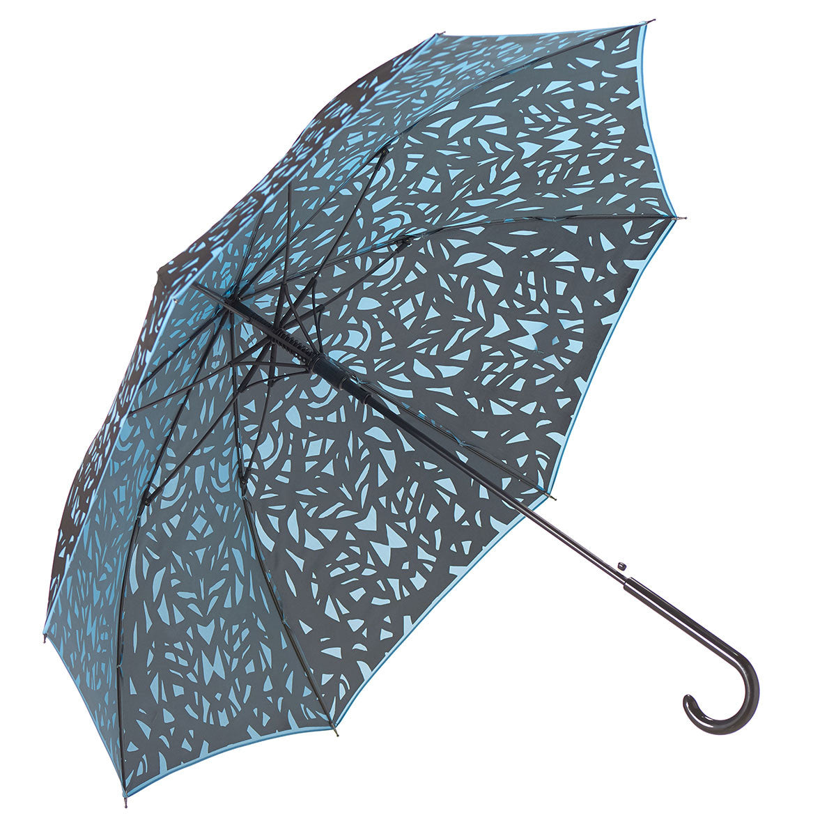 Butterfly Wing Auto Open Umbrella | Black on Island Paradise Blue