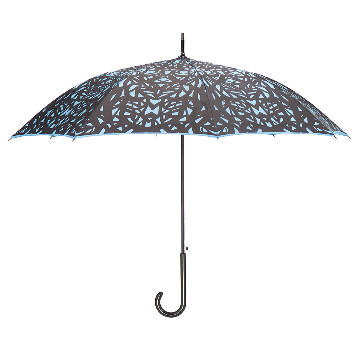 Butterfly Wing Auto Open Umbrella | Black on Island Paradise Blue