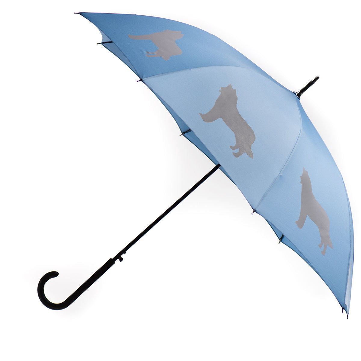 Siberian Husky Auto Open Umbrella | Silver on Niagara Blue