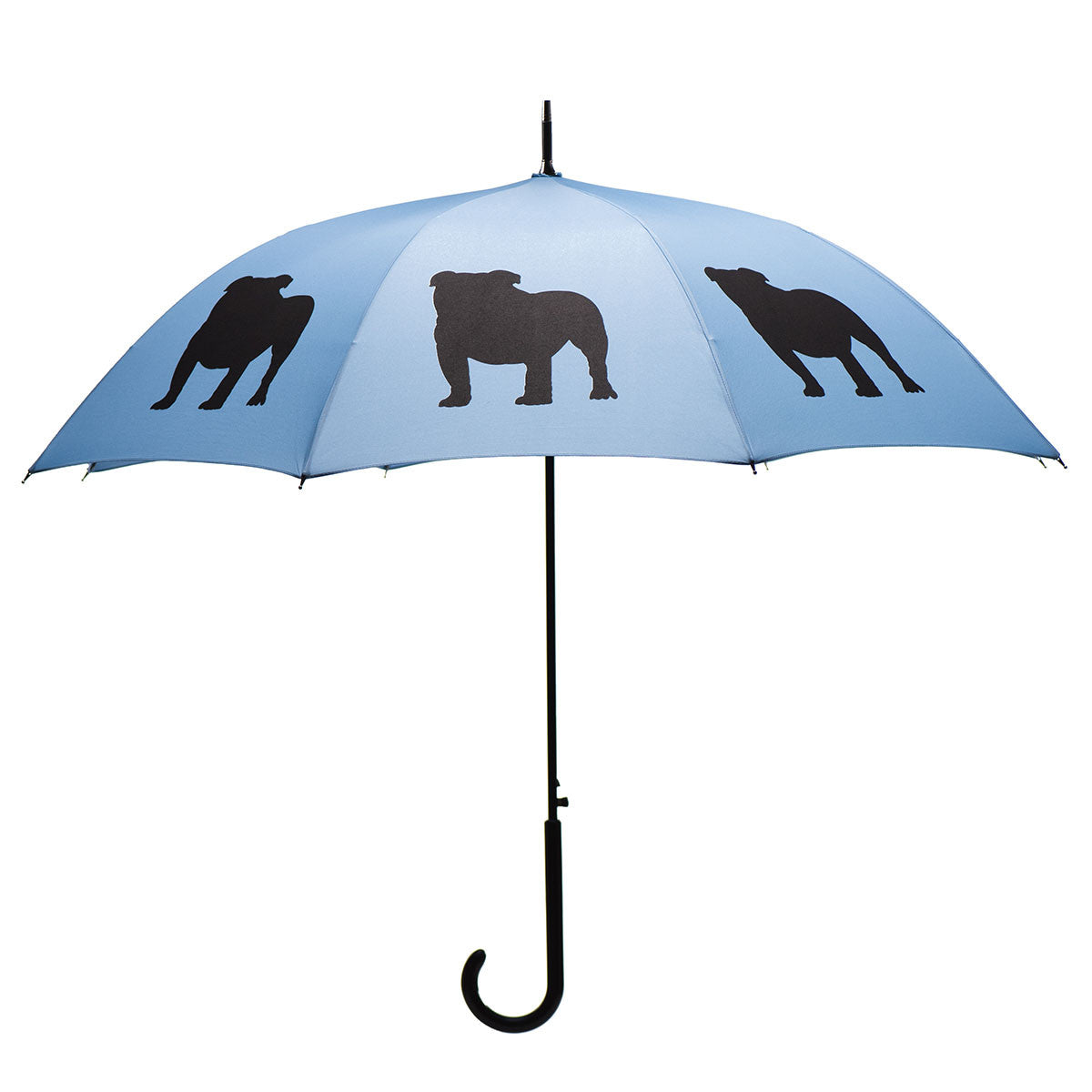 English Bulldog Auto Open Umbrella | Black on Niagara Blue