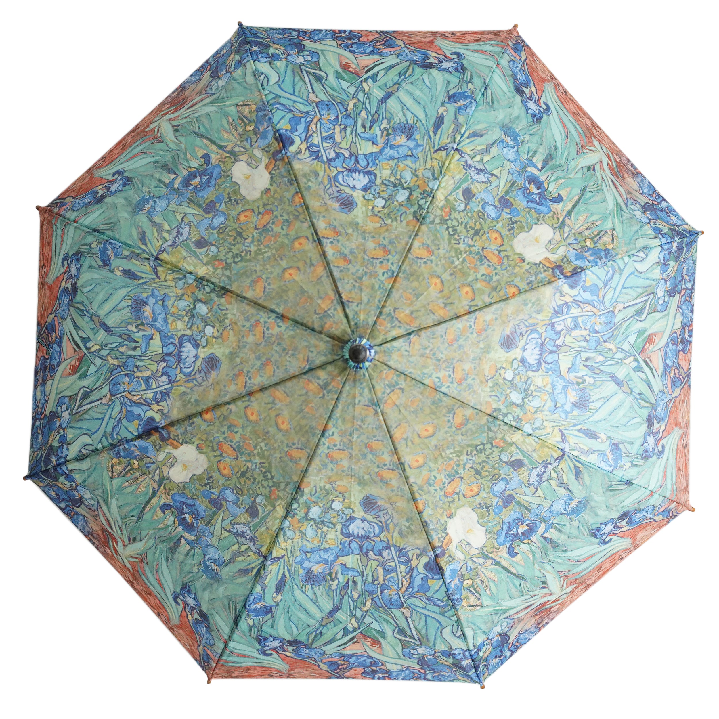 Vincent van Gogh's "Blue Irises" Wooden Stick Umbrella