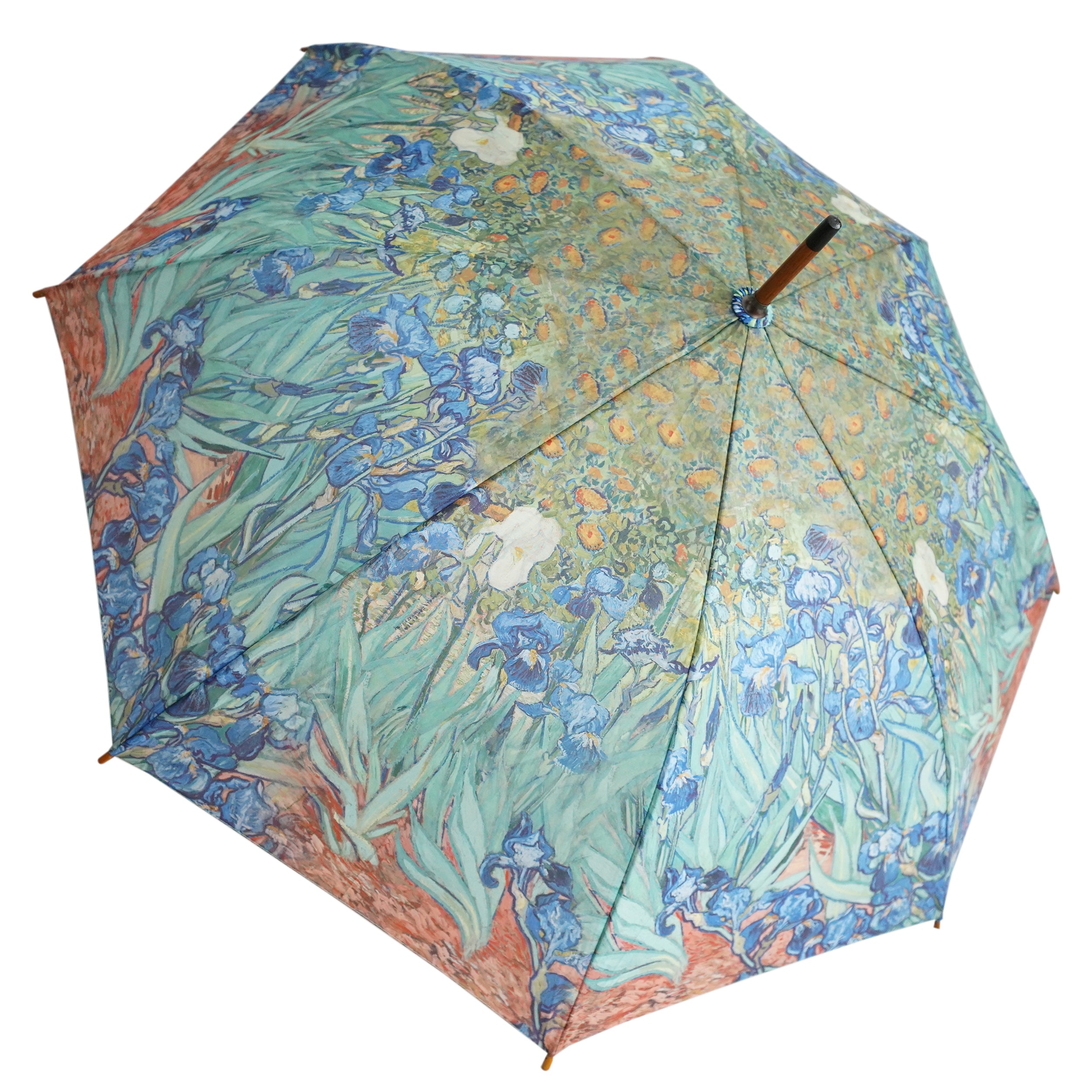 Vincent van Gogh's "Blue Irises" Wooden Stick Umbrella