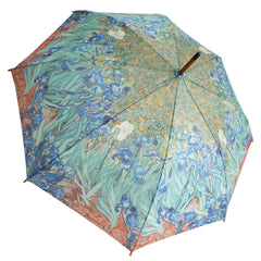 Vincent van Gogh's "Blue Irises" Wooden Stick Umbrella