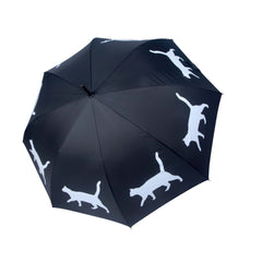 Cat Auto Open Umbrella | White on Black