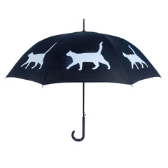 Cat Auto Open Umbrella | White on Black