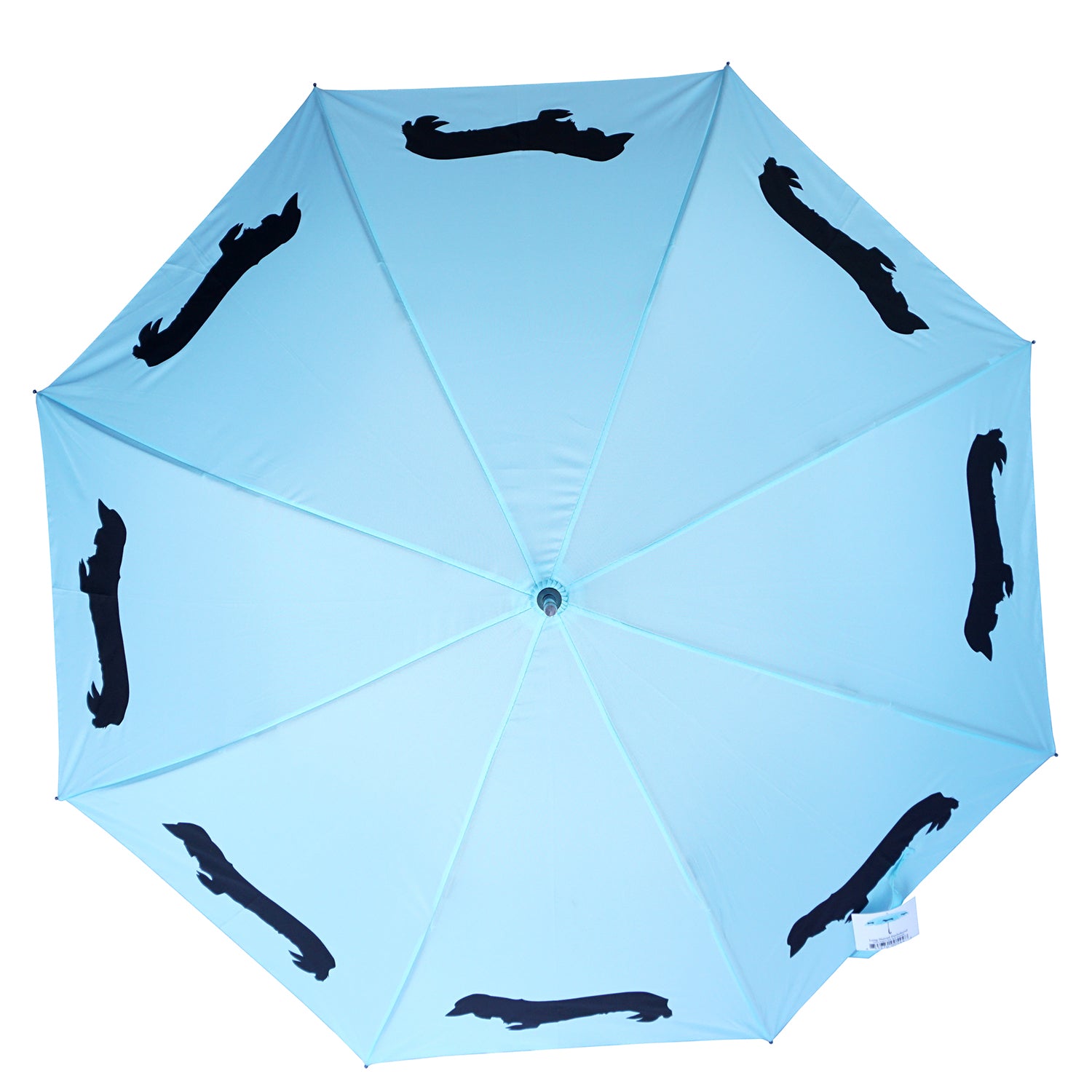 Dachshund Long-Haired Auto Open Umbrella | Black on Island Paradise Blue