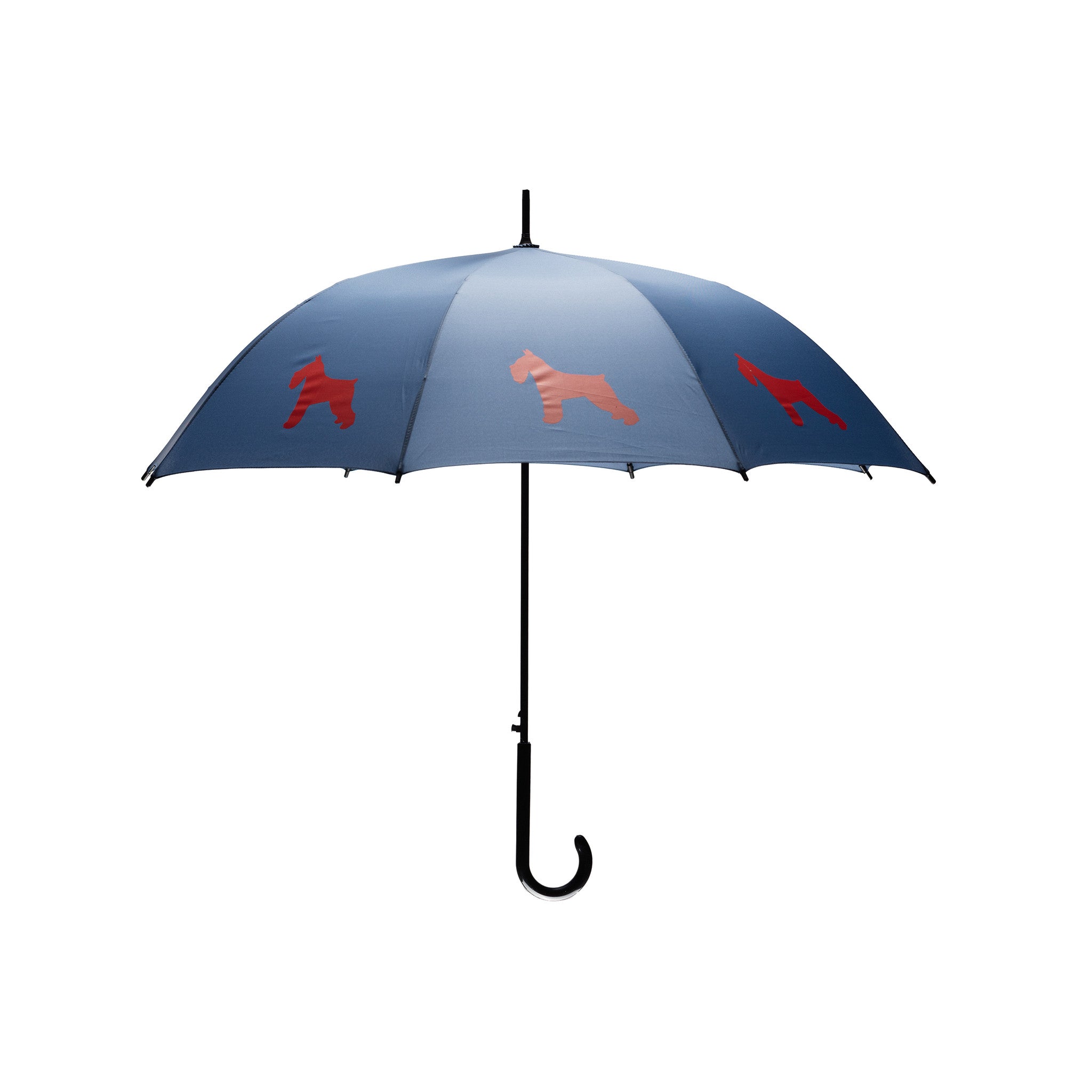 Schnauzer Auto Open Umbrella | Red on Navy Blue
