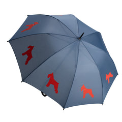 Schnauzer Auto Open Umbrella | Red on Navy Blue