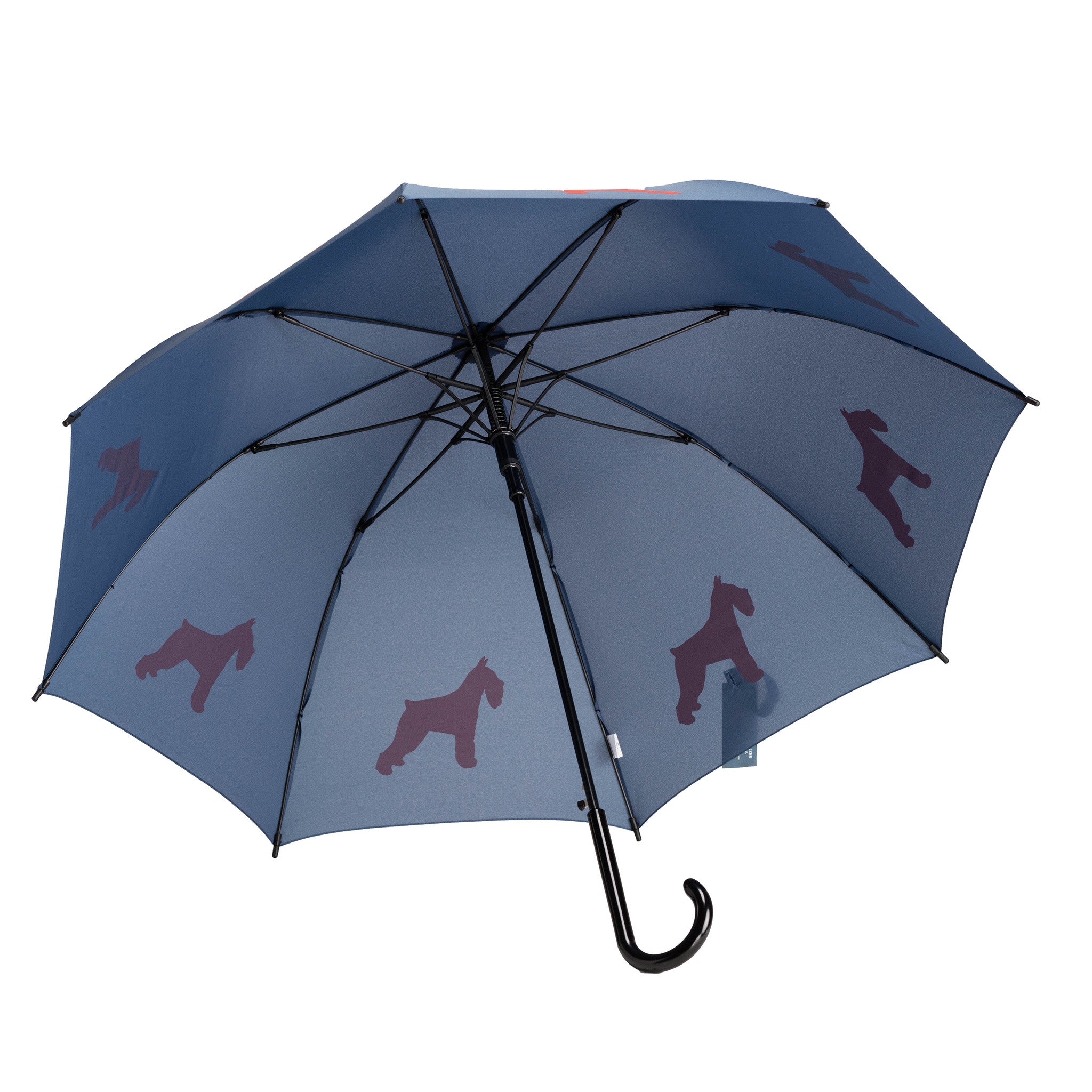 Schnauzer Auto Open Umbrella | Red on Navy Blue
