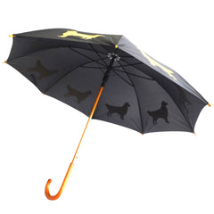 Golden Retriever Wooden Stick Umbrella | Gold on Black
