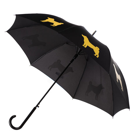 Shiba Inu Auto Open Umbrella | Gold on Black