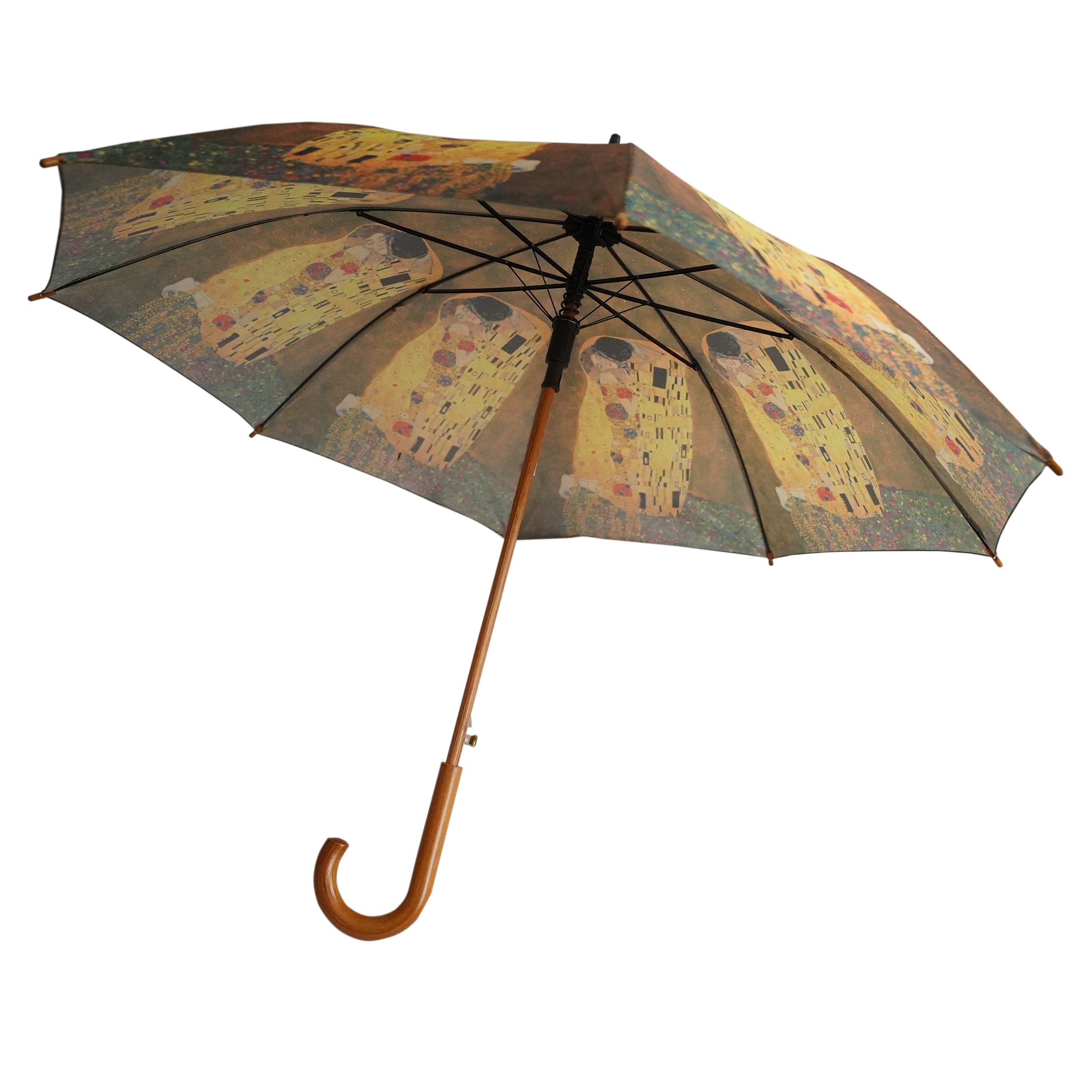 Gustav Klimt's "The Kiss" Wooden Stick Umbrella