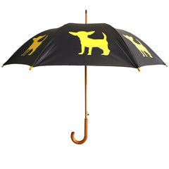 Chihuahua Wooden Stick Umbrella | Yellow on Black