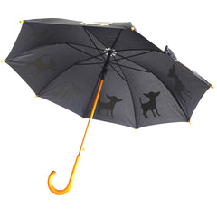 Chihuahua Wooden Stick Umbrella | Yellow on Black