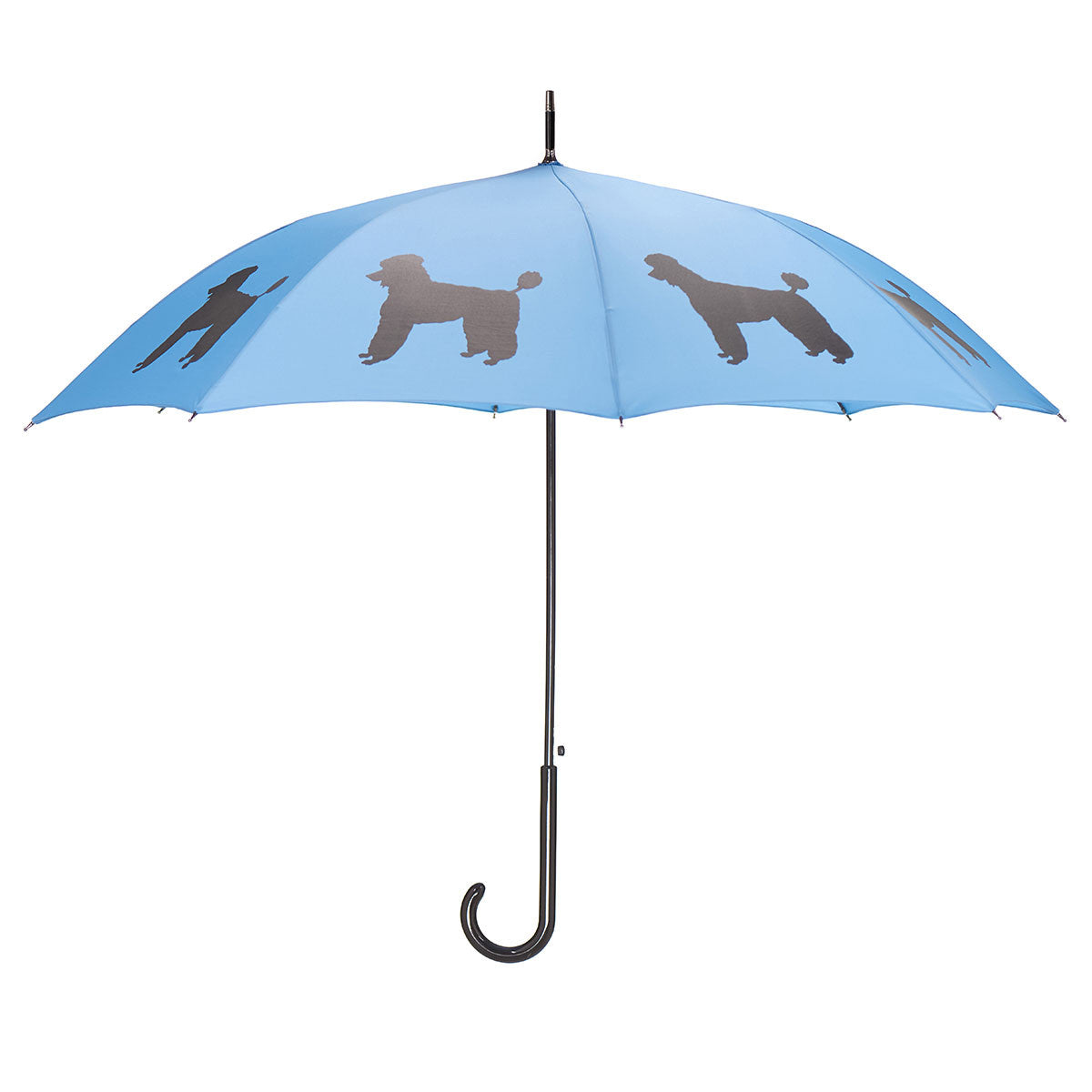 Poodle Auto Open Stick Umbrella | Black on Blue