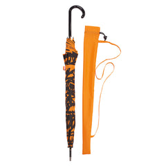 Butterfly Wing Auto Open Umbrella | Black on Flame Red/Orange