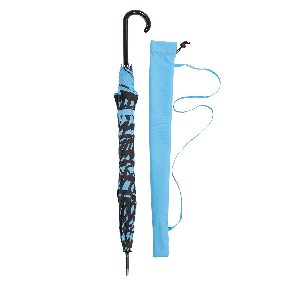 Butterfly Wing Auto Open Umbrella | Black on Island Paradise Blue