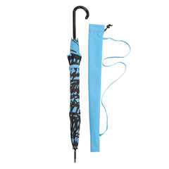 Butterfly Wing Auto Open Umbrella | Black on Island Paradise Blue
