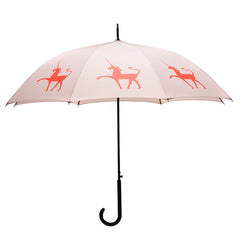Unicorn Auto Open Umbrella | Flame Red/Orange on Warm Taupe
