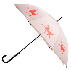 Unicorn Auto Open Umbrella | Flame Red/Orange on Warm Taupe