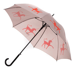Unicorn Auto Open Umbrella | Flame Red/Orange on Warm Taupe