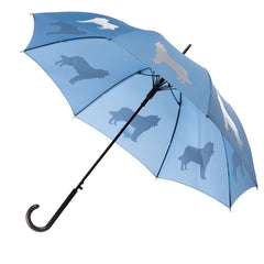 Siberian Husky Auto Open Umbrella | Silver on Niagara Blue