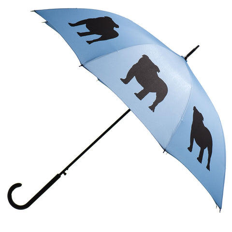 English Bulldog Auto Open Umbrella | Black on Niagara Blue