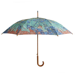 Vincent van Gogh's "Blue Irises" Wooden Stick Umbrella