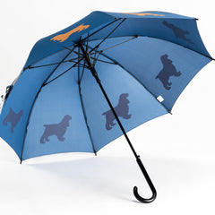 Cocker Spaniel Auto Open Umbrella | Orange on Blue