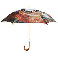 Claude Monet's "Poppy Fields" Wooden Stick Umbrella