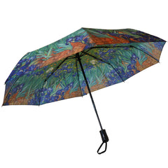 Vincent van Gogh's "Blue Irises" Compact Collapsible Umbrella